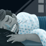 man grinding his teeth at night or bruxism