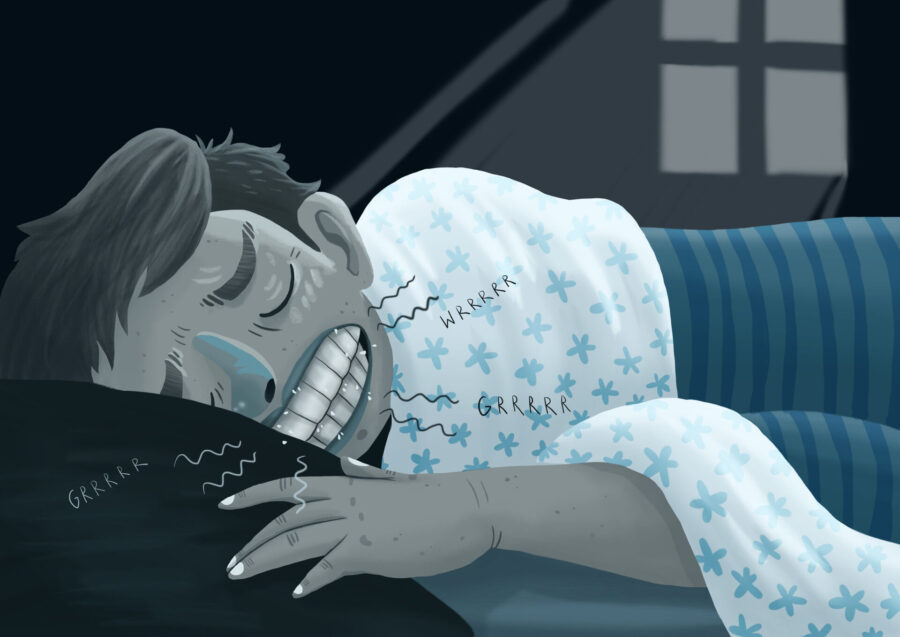 man grinding his teeth at night or bruxism